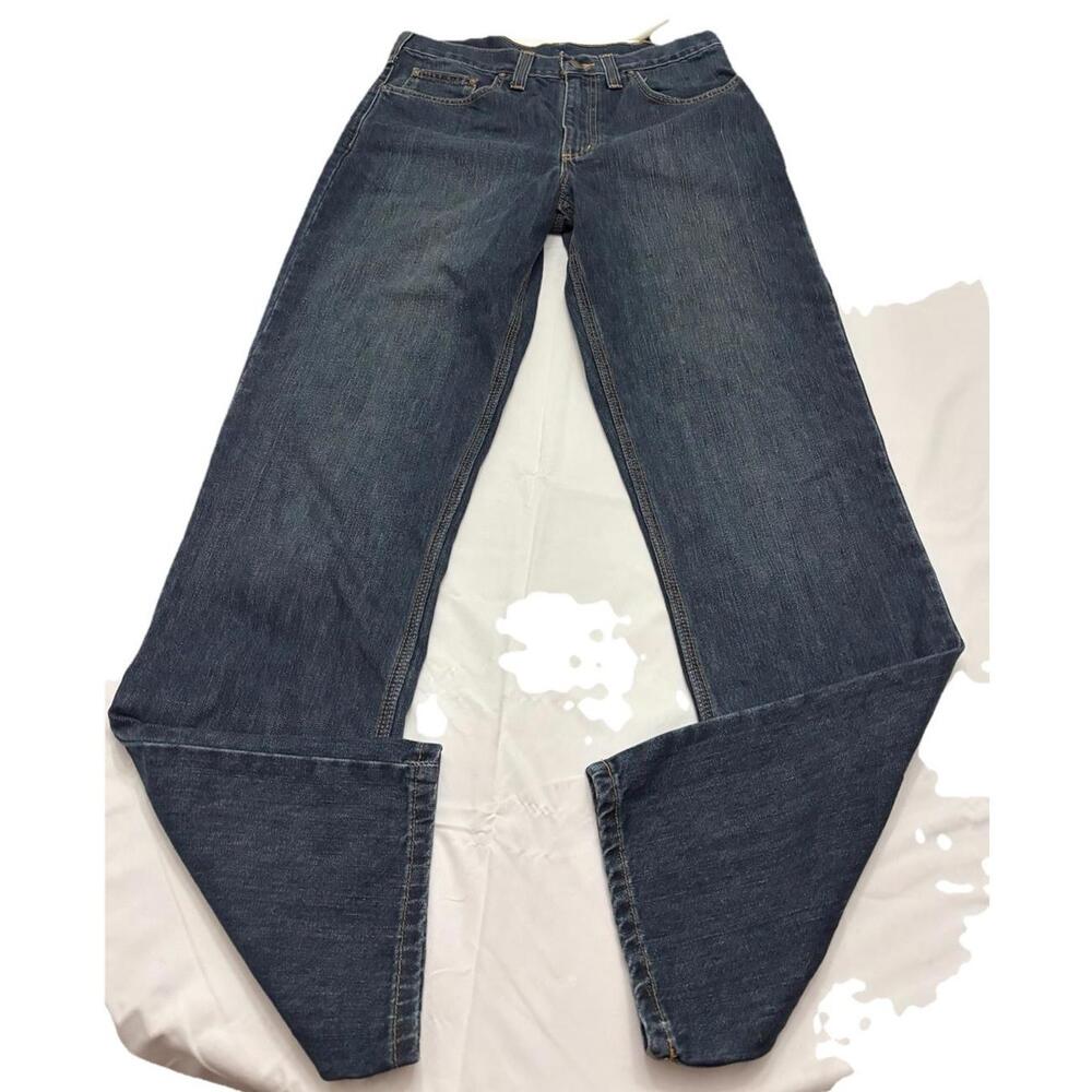 Men’s Carhartt Relaxed Fit Straight Leg Dark Wash Jeans Size 32x36 - Picture 2 of 7
